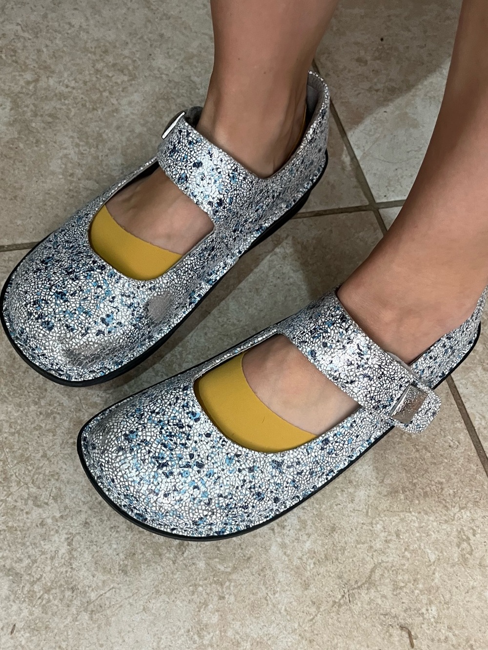 Alegria Paloma Mary Jane shoes Blue Floral 40 EU Butterfly Comfort Walking